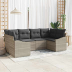 Sofa Set mit Kissen 6 pcs Hellgrau Poly Rattan