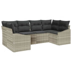 Sofa Set mit Kissen 6 pcs Hellgrau Poly Rattan