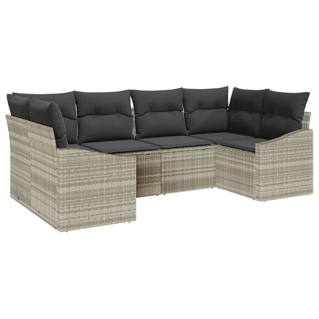 Sofa Set mit Kissen 6 pcs Hellgrau Poly Rattan