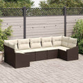 Sofa Set mit Kissen 7 pcs Braun Poly Rattan