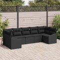 Sofa Set mit Kissen 7 pcs Schwarz Poly Rattan