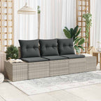 Sofa Set mit Kissen 3 pcs Hellgrau Poly Rattan