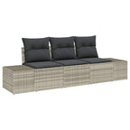 Sofa Set mit Kissen 3 pcs Hellgrau Poly Rattan