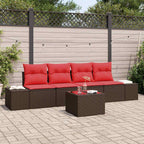 Sofa Set mit Kissen 5 pcs Braun Poly-Rattan