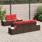 Sofa Set mit Kissen 6 pcs Braun Poly Rattan