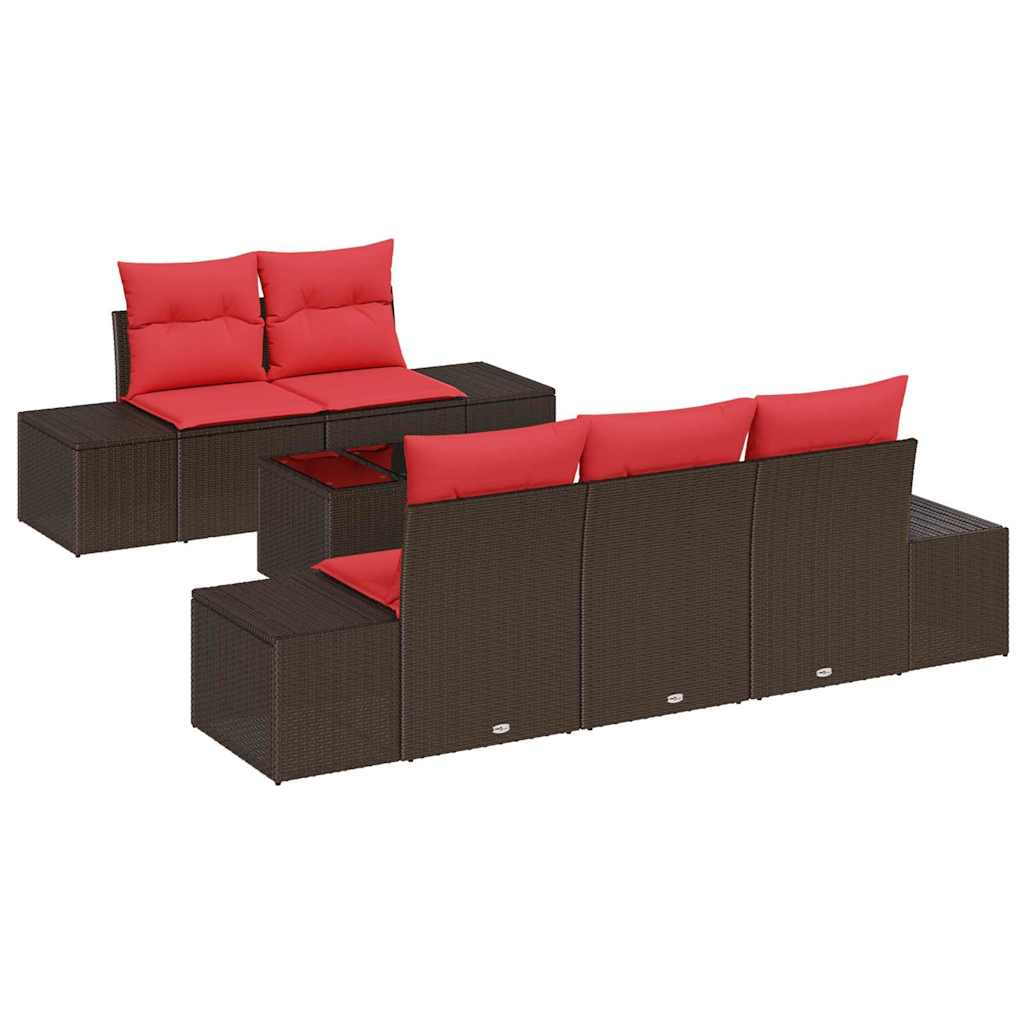 Sofa Set mit Kissen 6 pcs Braun Poly Rattan