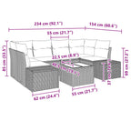 Sofa Set mit Kissen 7 pcs Braun Poly Rattan