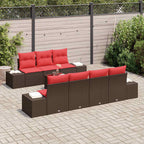 Sofa Set mit Kissen 8 pcs Braun Poly Rattan