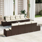 Sofa Set mit Kissen 7 pcs Braun und Creme Poly Rattan