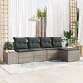 Sofa Set mit Kissen 5 pcs Hellgrau Poly Rattan