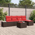 Sofa Set mit Kissen 6 pcs Braun Poly Rattan