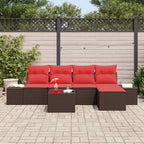 Sofa Set mit Kissen 6 pcs Braun Poly Rattan