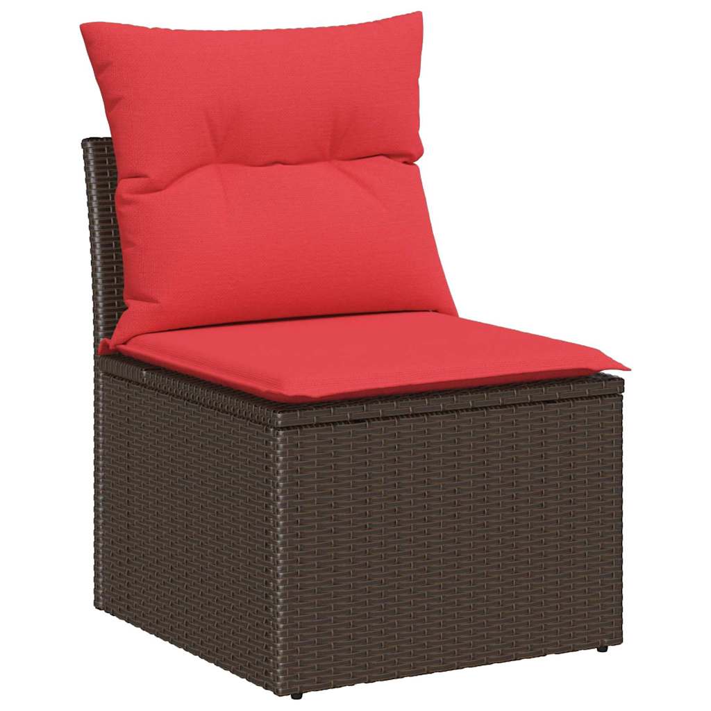 Sofa Set mit Kissen 6 pcs Braun Poly Rattan