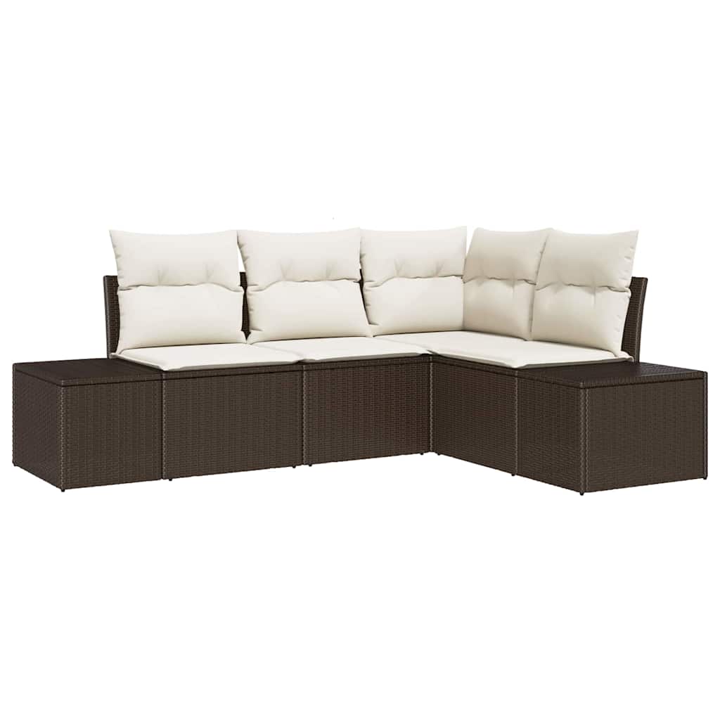 Gartensofa-set 4 pcs Braun Poly-Rattan