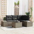 Gartensofa-set 5 pcs Grau Poly-Rattan
