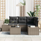 Gartensofa-set 5 pcs Grau Poly-Rattan