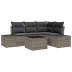 Gartensofa-set 5 pcs Grau Poly-Rattan