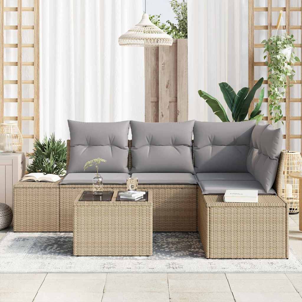 Gartensofa-set 5 pcs Beige Poly-Rattan