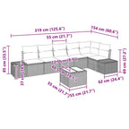 Gartensofa-set mit Kissen 7 pcs Braun und Creme Poly-Rattan