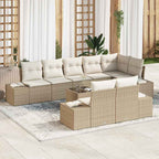 Gartensofa-set mit Kissen 9 pcs Beige und Creme Poly-Rattan