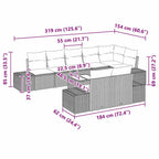 Gartensofa-set mit Kissen 9 pcs Beige und Creme Poly-Rattan