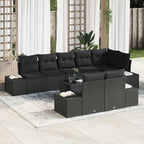 Gartensofa-set mit Kissen 9 pcs Schwarz Poly-Rattan