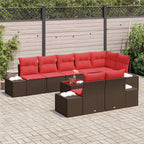Gartensofa-set mit Kissen 9 pcs Braun Poly-Rattan
