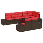 Gartensofa-set mit Kissen 9 pcs Braun Poly-Rattan
