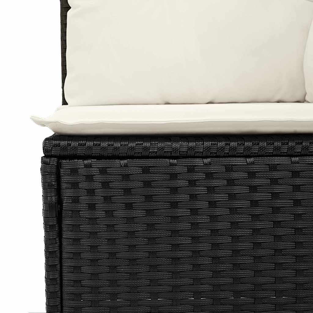 Gartensofa-set mit Kissen 6 pcs Schwarz und Creme Poly-Rattan