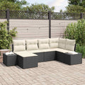 Gartensofa-set mit Kissen 6 pcs Schwarz und Creme Poly-Rattan