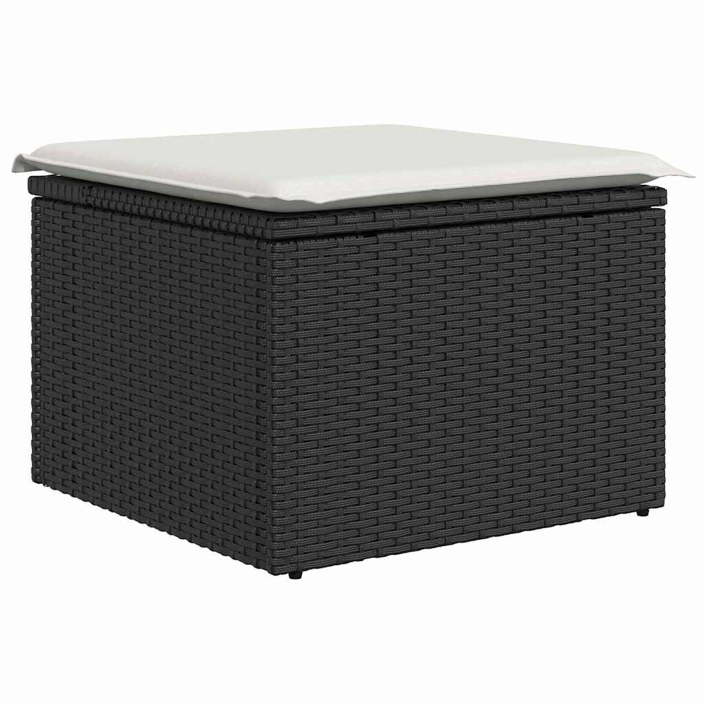 Gartensofa-set mit Kissen 6 pcs Schwarz und Creme Poly-Rattan