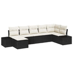 Gartensofa-set mit Kissen 7 pcs Schwarz Poly-Rattan