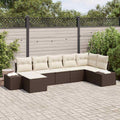 Gartensofa-set mit Kissen 7 pcs Braun Poly-Rattan