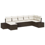 Gartensofa-set mit Kissen 7 pcs Braun Poly-Rattan