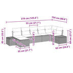 Gartensofa-set mit Kissen 7 pcs Braun Poly-Rattan