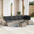 Gartensofa-set mit Kissen 8 pcs Hellgrau Poly-Rattan