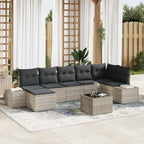 Gartensofa-set mit Kissen 8 pcs Hellgrau Poly-Rattan