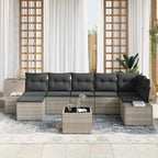 Gartensofa-set mit Kissen 8 pcs Hellgrau Poly-Rattan