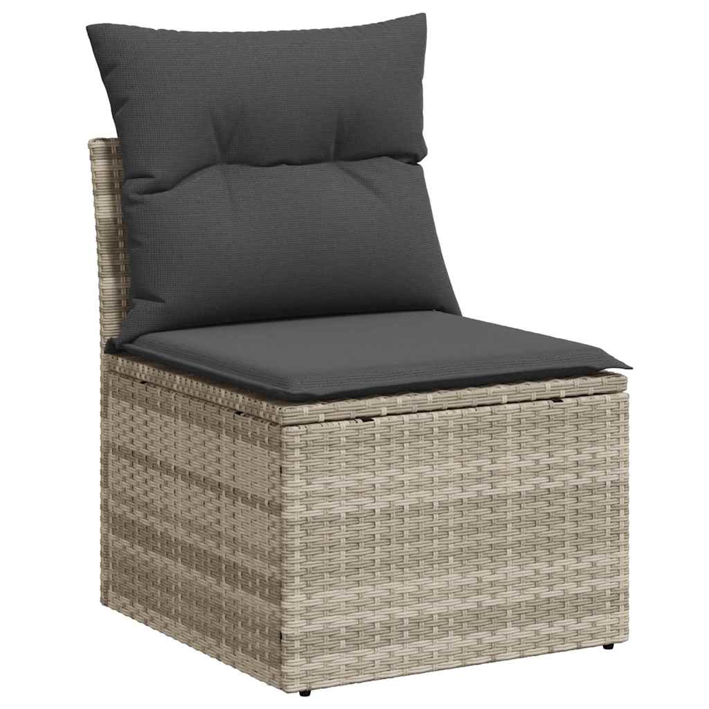 Gartensofa-set mit Kissen 8 pcs Hellgrau Poly-Rattan