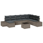 Gartensofa-set mit Kissen 9 pcs Hellgrau Poly-Rattan