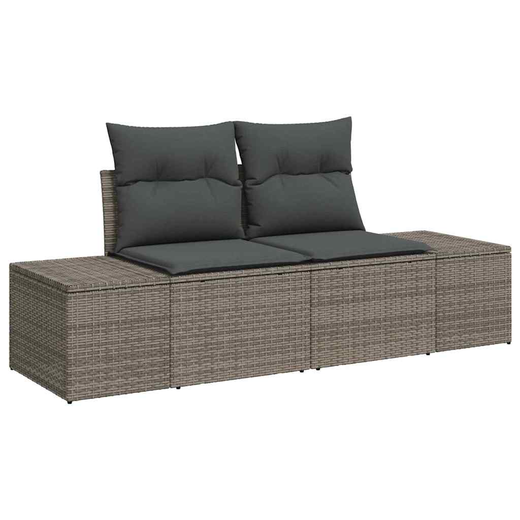 Gartensofa-set mit Kissen 9 pcs Hellgrau Poly-Rattan