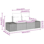 Gartensofa-set mit Kissen 9 pcs Hellgrau Poly-Rattan