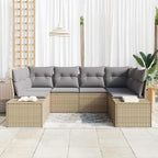 Gartensofa-set mit Kissen 6 pcs Beige Poly-Rattan