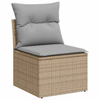 Gartensofa-set mit Kissen 6 pcs Beige Poly-Rattan