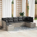 Gartensofa-set mit Kissen 7 pcs Hellgrau Poly-Rattan