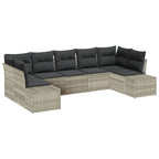 Gartensofa-set mit Kissen 7 pcs Hellgrau Poly-Rattan