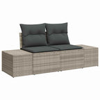 Gartensofa-set mit Kissen 7 pcs Hellgrau Poly-Rattan