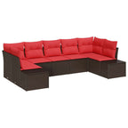 Gartensofa-set mit Kissen 7 pcs Braun Poly-Rattan