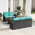 Gartensofa-set mit Kissen 6 pcs Schwarz Poly-Rattan