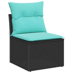 Gartensofa-set mit Kissen 6 pcs Schwarz Poly-Rattan